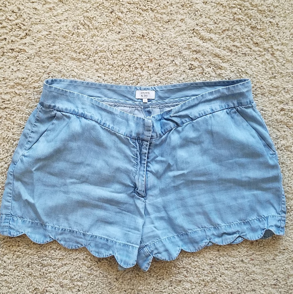 Crown & Ivy Scalloped Denim Shorts